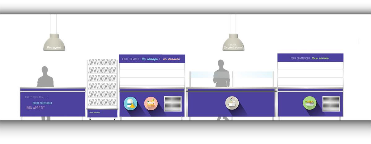 Habillage graphique comptoir self graphiste Caroline Bouchin