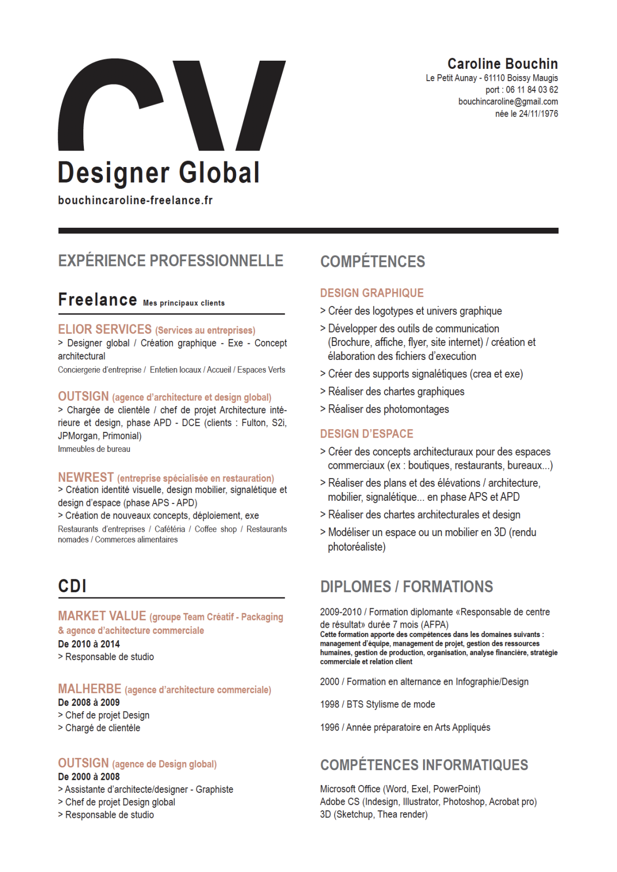 CV Freelance designer global Caroline Bouchin